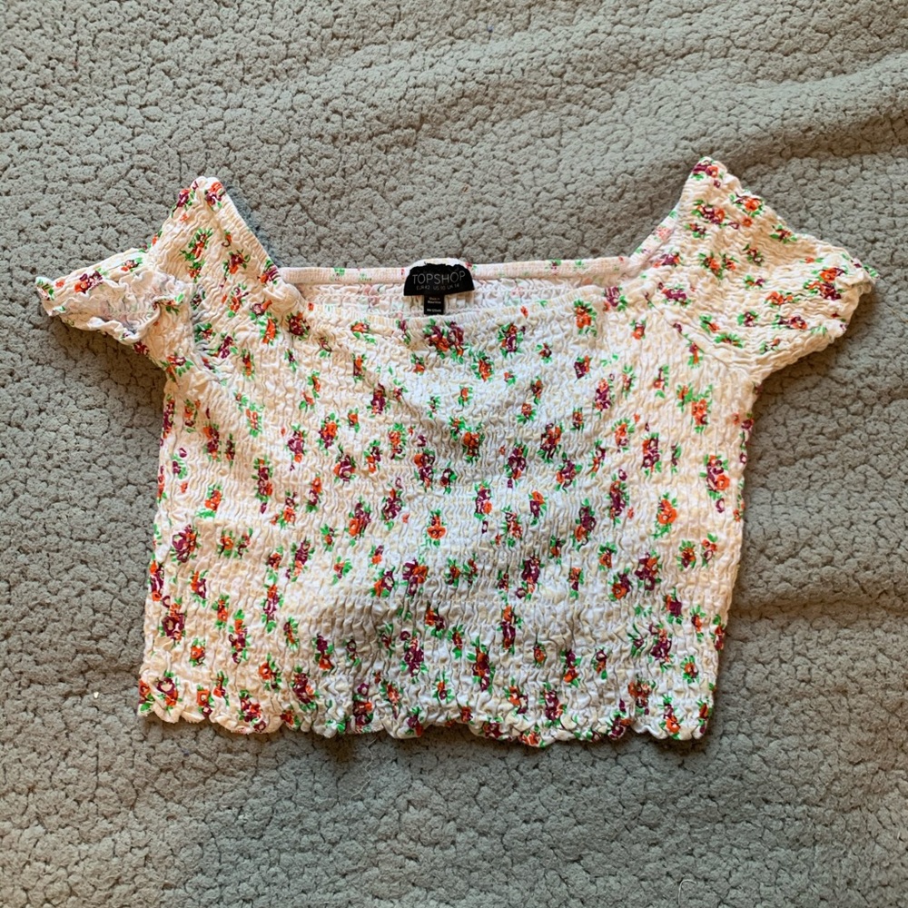 top shop floral ribbed shirt